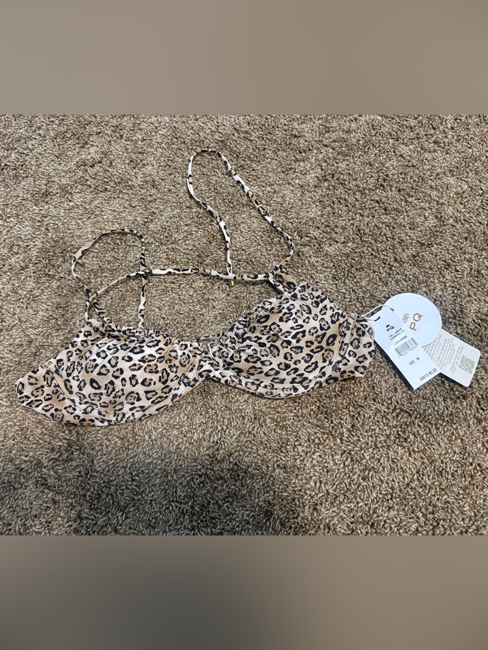 Pilyq Leopard Print Underwire Bikini Top - Beige/Tan